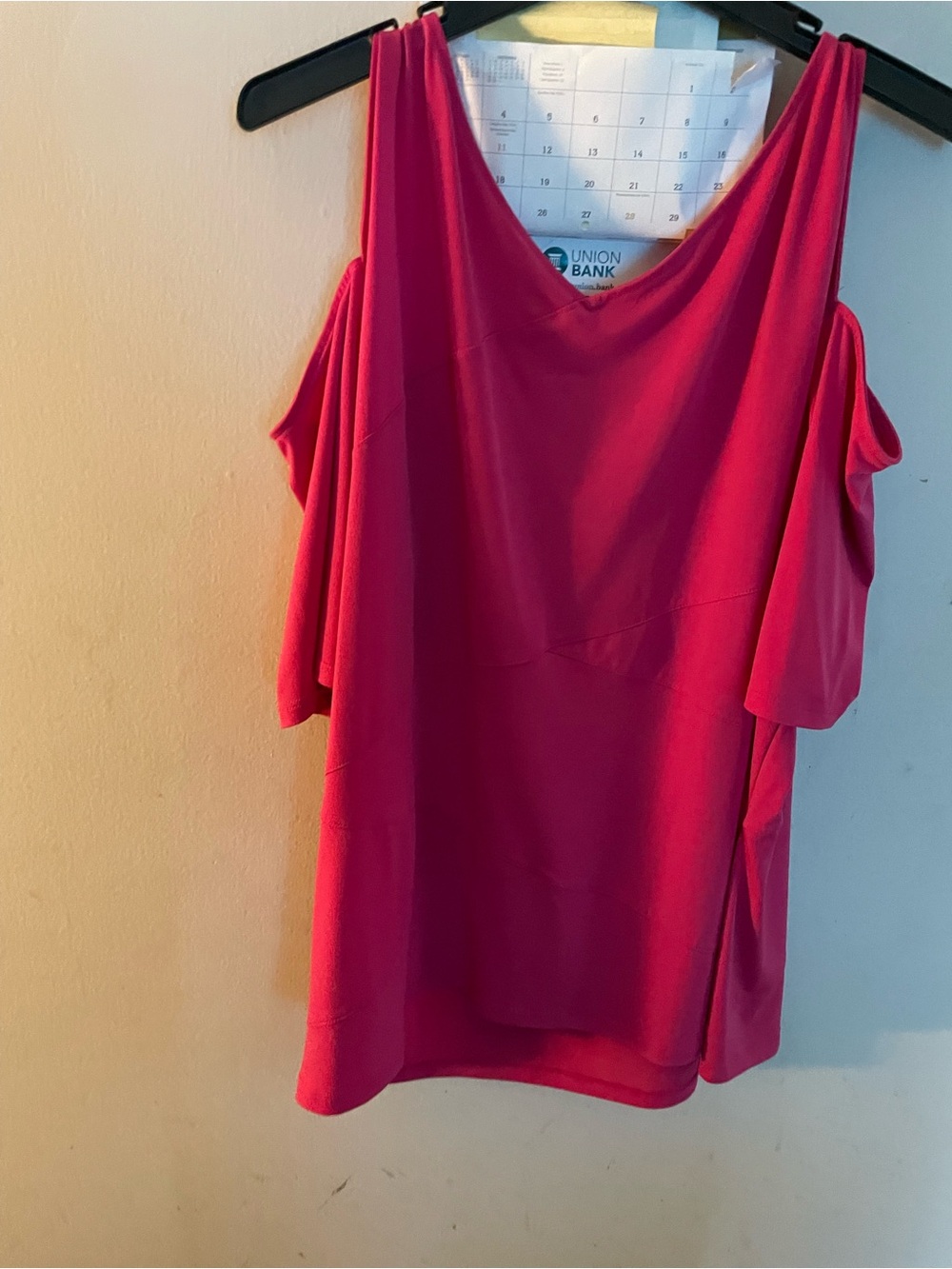 Cold-Shoulder V-Neck Women's Top in Fuchsia
